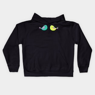 Colorful birds on wires Kids Hoodie